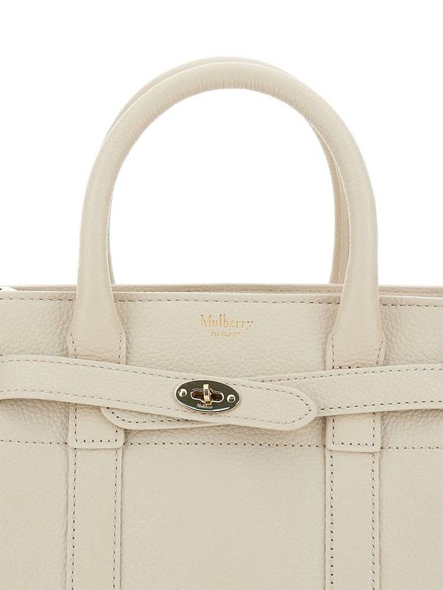 Mini Zipped Bayswater Tote Bag Chalk Small Classic Grain - MULBERRY - BALAAN 4