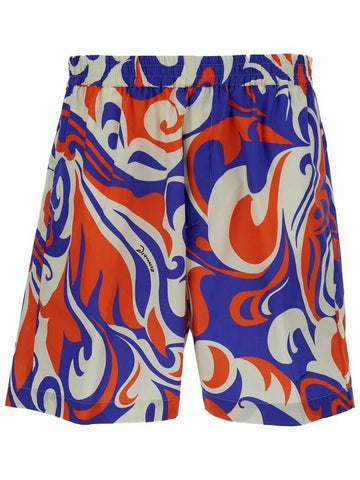 Multicolored Palm Beach Waves Shorts In Cotton Man - DSQUARED2 - BALAAN 1