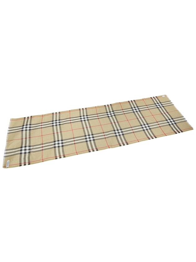 Check Wool Silk Scarf Beige - BURBERRY - BALAAN 5