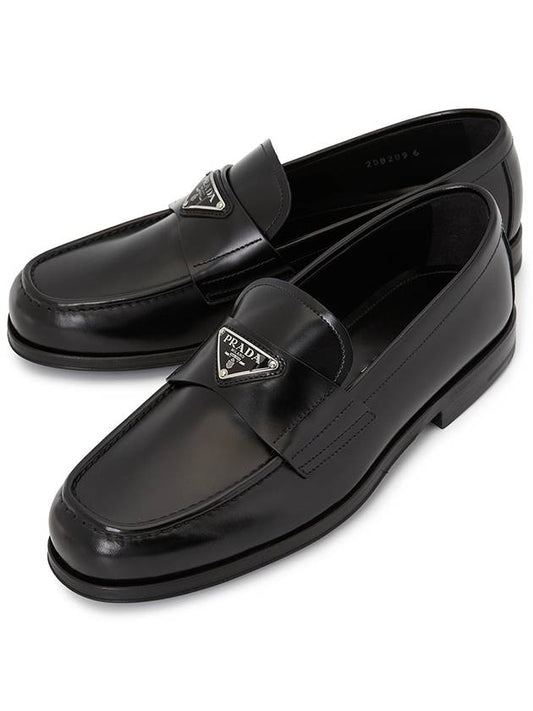 Brushed Leather Loafers Black - PRADA - BALAAN 2