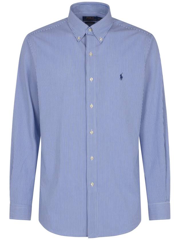 Embroidery Pony Logo Striped Poplin Long Sleeve Shirt Blue - POLO RALPH LAUREN - BALAAN 2