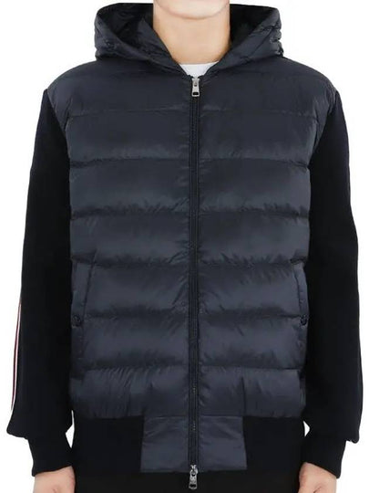 Quilted Wool Cardigan Navy - MONCLER - BALAAN 2