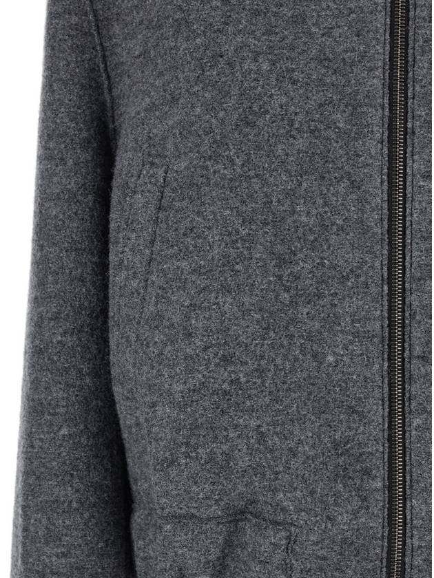 Grey Cropped Sweatshirt With Bomber Collar In Wool Woman - HARRIS WHARF LONDON - BALAAN 3