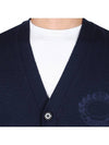 Men's Embroidered Oak Leaf Crest Wool Cardigan Smoke Navy - BURBERRY - BALAAN 7