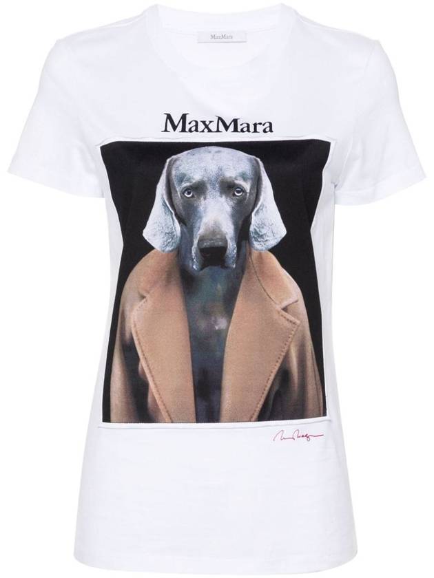 Graphic Print Crewneck Short Sleeve T-Shirt White - MAX MARA - BALAAN 2