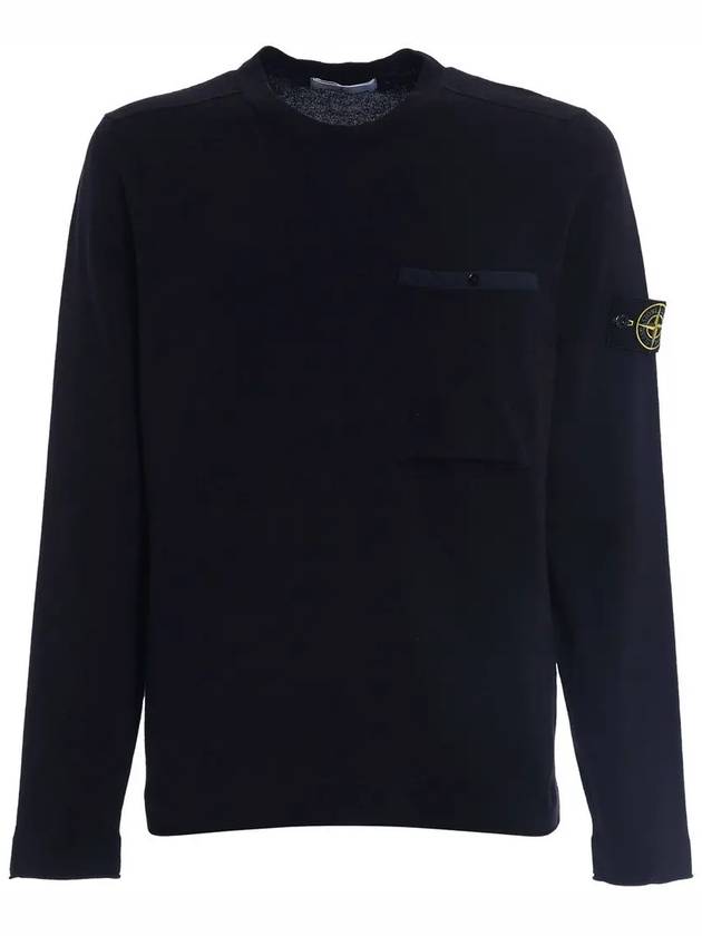 Wappen Patch Low Pocket Knit Top Navy - STONE ISLAND - BALAAN 3