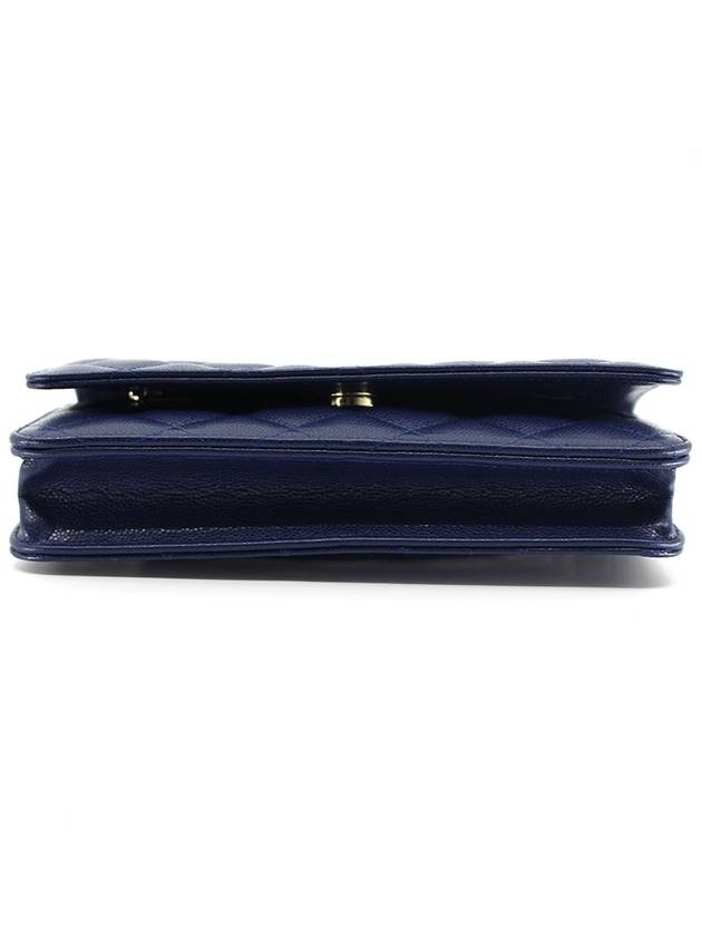 Classic Grained Calfskin Chain Wallet Navy - CHANEL - BALAAN 5