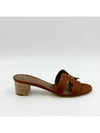 Oasis Calfskin Slipper Heels Gold Piqures Ecrues - HERMES - BALAAN 5