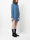 Women's Button Down Shirt Short Dress Blue - THOM BROWNE - BALAAN 4