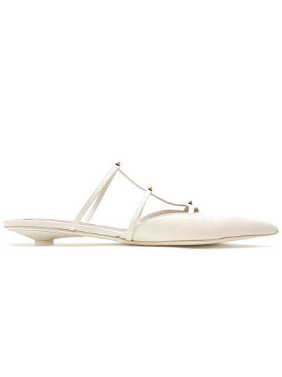 Smooth Leather Rockstud Mule White - VALENTINO - BALAAN 2