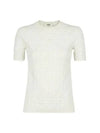 FF Viscose Short Sleeve Knit Top White - FENDI - BALAAN 3