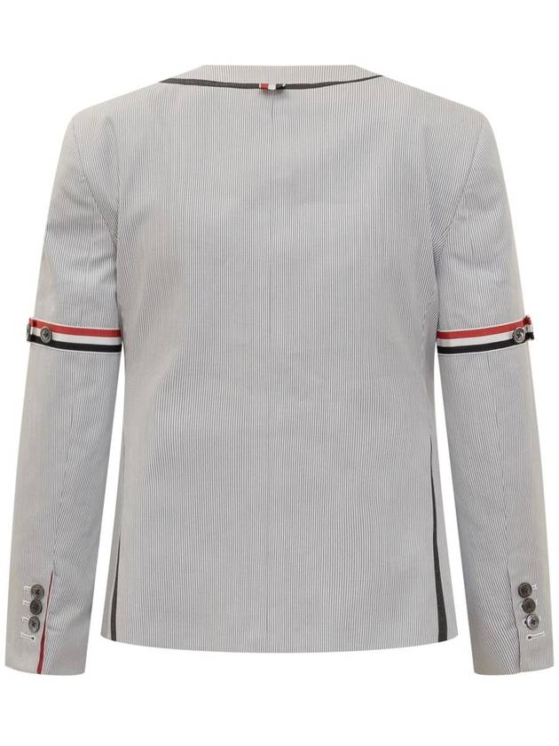 Trompe L Oeil Striped Blazer Jacket Light Grey - THOM BROWNE - BALAAN 3