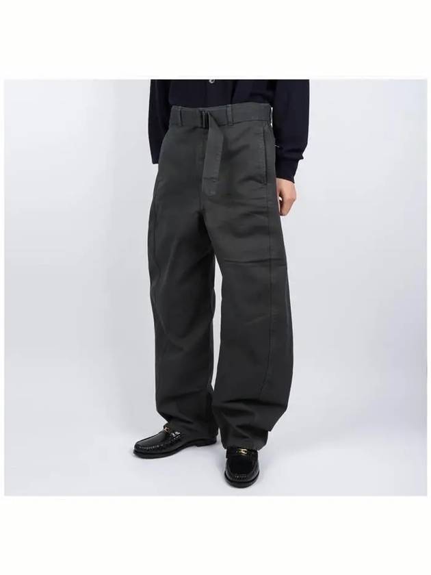 Twisted Belted Cotton Straight Pants Grey - LEMAIRE - BALAAN 3