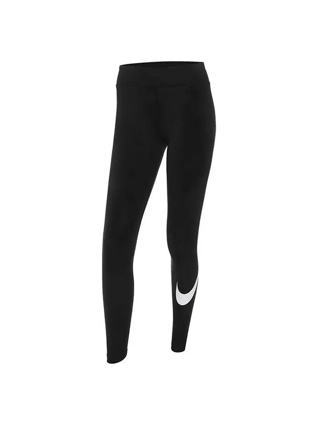 Sportswear Essential Mid-rise Swoosh Leggings Black - NIKE - BALAAN 5