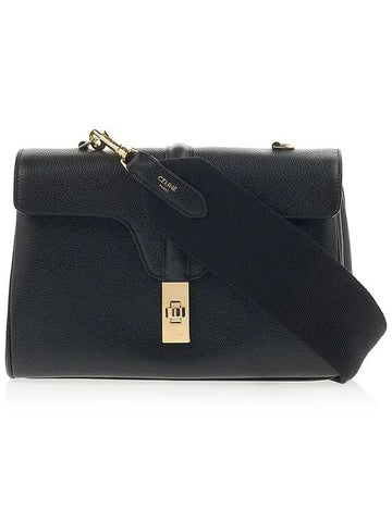 Teen Soft 16 Grained Calfskin Shoulder Bag Black - CELINE - BALAAN 1