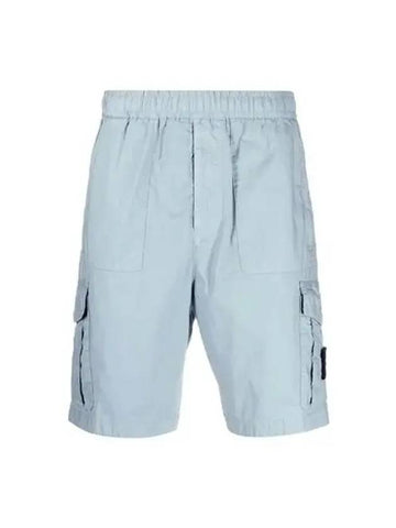 Men's Waffen Patch Bermuda Shorts Blue - STONE ISLAND - BALAAN 1