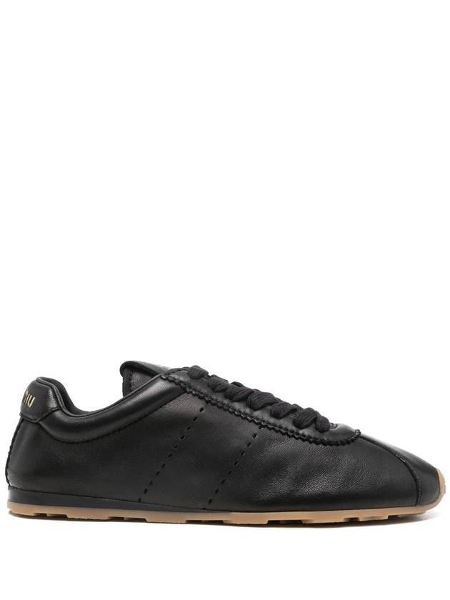 Women's Nappa Leather Low Top Sneakers Black - MIU MIU - BALAAN 2