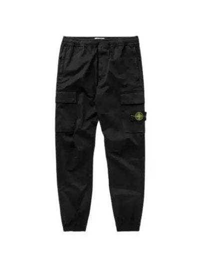 Garment Dyed Cotton Wool Satin Cargo Track Pants Black - STONE ISLAND - BALAAN 2