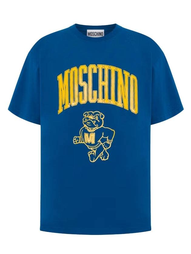 logo print short sleeve t-shirt blue - MOSCHINO - BALAAN 1