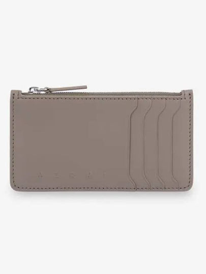 Logo Zipper Leather Card Wallet Grey - MARNI - BALAAN 2