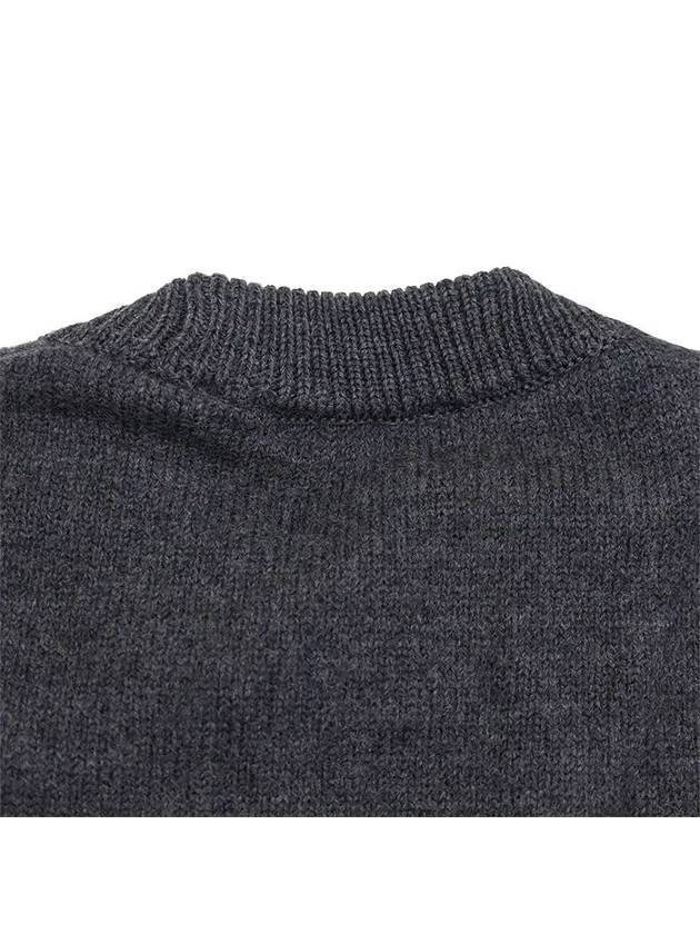 Big Heart Logo Wool Knit Top Grey - AMI - BALAAN 7