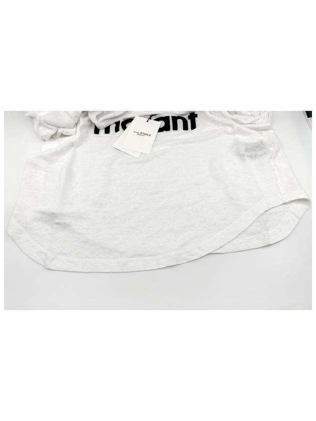 Koldi Logo Linen Short Sleeve T-Shirt White - ISABEL MARANT ETOILE - BALAAN 4