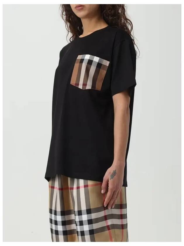 Carrick Check Print Crew Neck Long Sleeve T-Shirt Black - BURBERRY - BALAAN 4