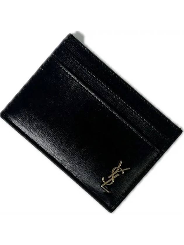 Tiny Monogram Shiny Leather Card Case Black - SAINT LAURENT - BALAAN 4