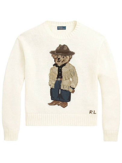 Bear Crew Neck Cotton Knit Top Cream - POLO RALPH LAUREN - BALAAN 2