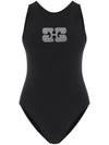 Butterfly Logo One-Piece Swimsuit Black - GANNI - BALAAN 1