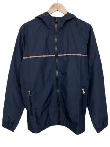 Striped Zipper Pocket Hooded Jacket Navy - PAUL SMITH - BALAAN 1