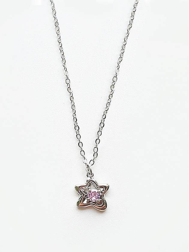 Lucky Star Pink Cubic Necklace Silver - SOSOO - BALAAN 1