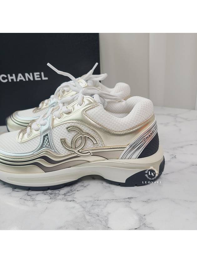 Fabric Laminated Low Top Sneakers Gold - CHANEL - BALAAN 3