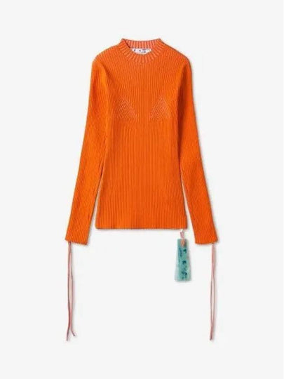 Lace-Up Cut-Out Sleeve Rib Knit Top Orange - OFF WHITE - BALAAN 2