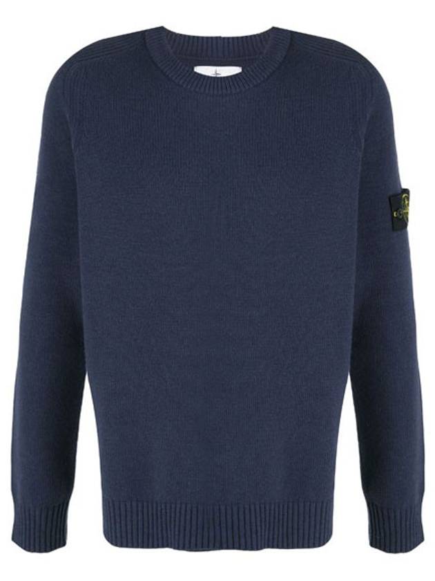 Wappen Patch Round Neck Knit Top Navy - STONE ISLAND - BALAAN 2