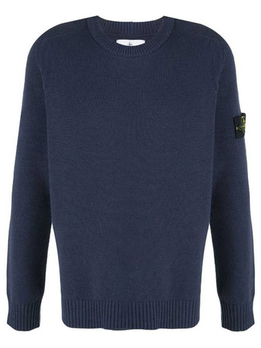 Waffen Patch Round Neck Knit Top Navy - STONE ISLAND - BALAAN 2