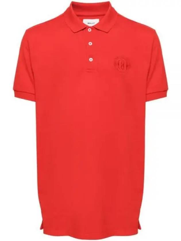 Embroidery Logo Short Sleeve Polo Shirt Red - BALLY - BALAAN 2