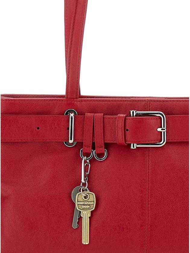 Red Shoulder Bag With Belt Detail And Pendant Keys In Leather Woman - OSOI - BALAAN 3