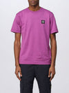 Logo Patch Cotton Short Sleeve T-Shirt Magenta - STONE ISLAND - BALAAN 2