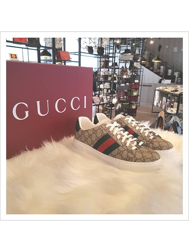 Ace GG Supreme Canvas Low Top Sneakers Beige - GUCCI - BALAAN 4