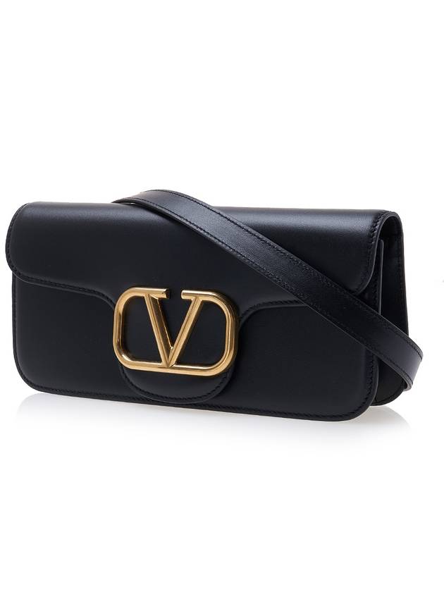 V Logo Leather Cross Tote Bag Black - VALENTINO - BALAAN 3