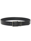 V Logo Signature Leather Belt Black - VALENTINO - BALAAN 3