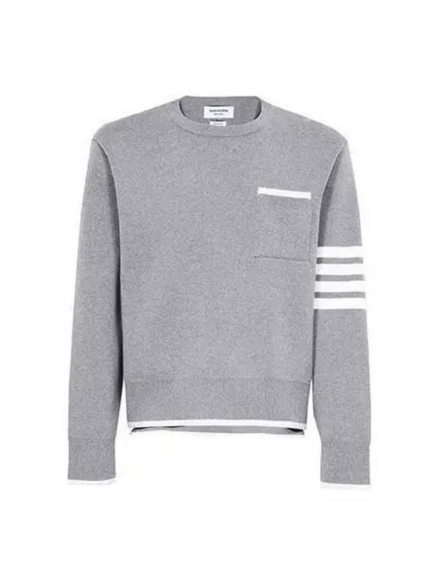 Diagonal armband pocket knit light gray MKA452A Y3006 - THOM BROWNE - BALAAN 1