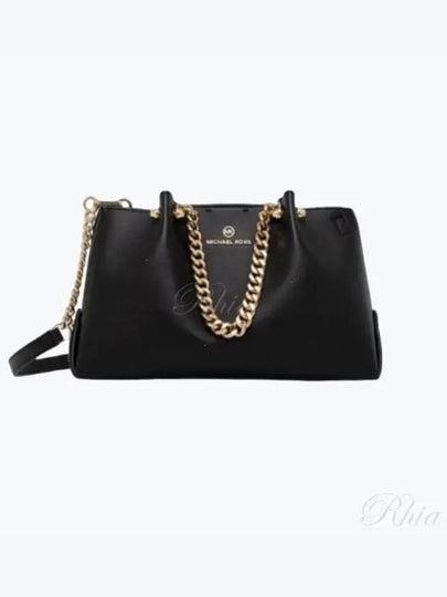 Jenna Logo Decorated Leather Shoulder Bag Black - MICHAEL KORS - BALAAN 2