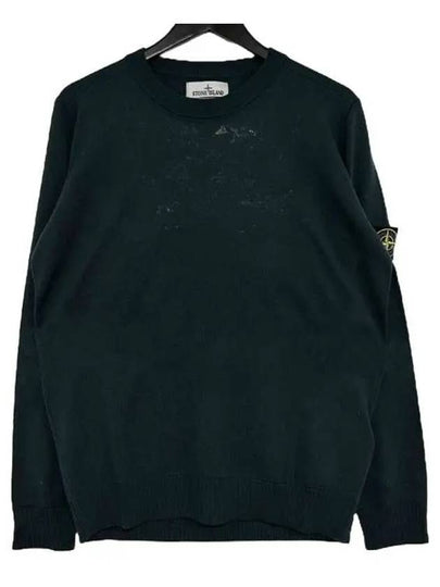 Logo Patch Round Neck Knit Top Dark Green - STONE ISLAND - BALAAN 2