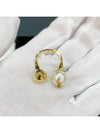 YSL Logo Pearl Ring Aging Brass Gold - SAINT LAURENT - BALAAN 5