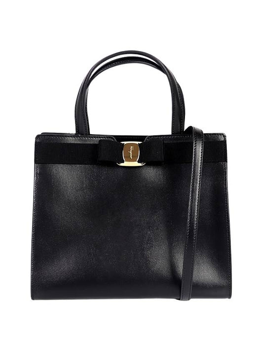 Vara Bow Top Handle Tote Bag Black - SALVATORE FERRAGAMO - BALAAN 2