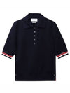 RWB Trimming Milano Stitch Short Sleeve Polo Shirt Navy - THOM BROWNE - BALAAN 2