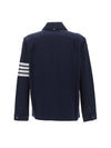 Double Face Cotton Knit 4 Bar Button Shirt Jacket Navy - THOM BROWNE - BALAAN 3