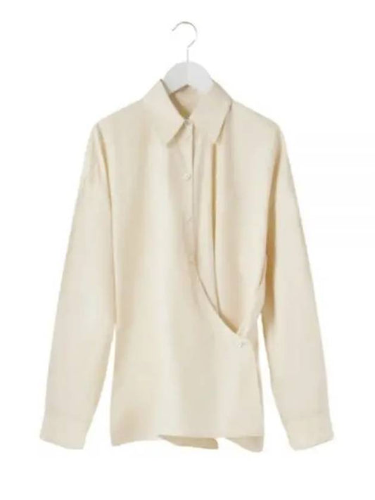 Dry Silk Straight Collar Twist Shirt Cream - LEMAIRE - BALAAN 2